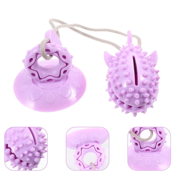 LOLIPPYY Funny Dog Toy Suction Cup Toy for Pet Toys Teeth Cleaning TPR Violet 1Pack