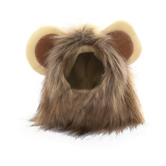 LOLIPPYY Cute Small Dog and Cat Lion Wig Hat with Ears for Puppies and Cats, Autumn Winter Costume Scarf, Size M