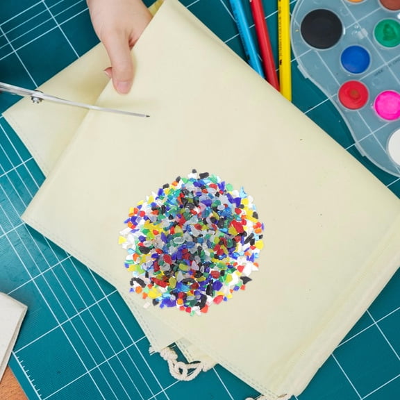 LOLIPPYY Fused Glass Crafting Glass Blocks Assorted Color Crushed Glass for Crafts 1 Set