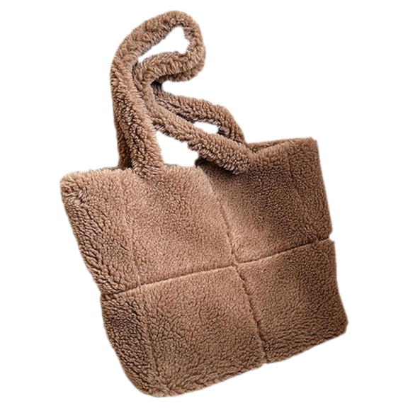 LOLIPPYY Dark Brown Plush Fuzzy Shoulder Bag for Women, Soft Handbag for Work, Casual Use, Stylish and Comfortable, 1 Piece