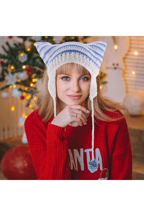 Fuzzy Hat with Ears Cat Ear Beanie Made of Acrylic 1Pcs Style Suitable for Cold Weather