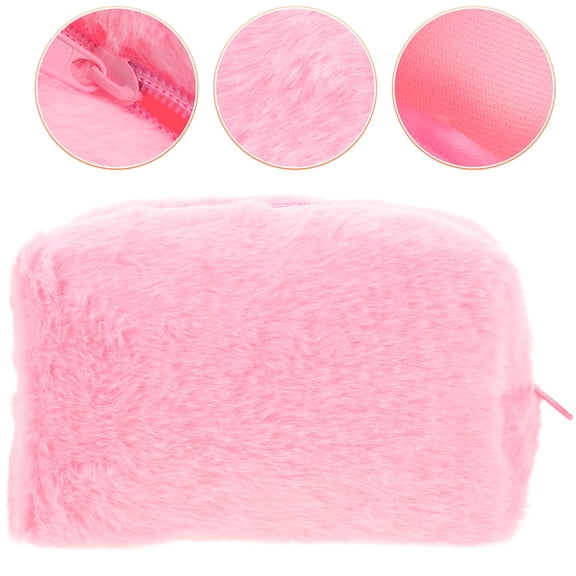LOLIPPYY Fuzzy Toiletry Bag Plush Storage Daily Life for Women 1Pcs