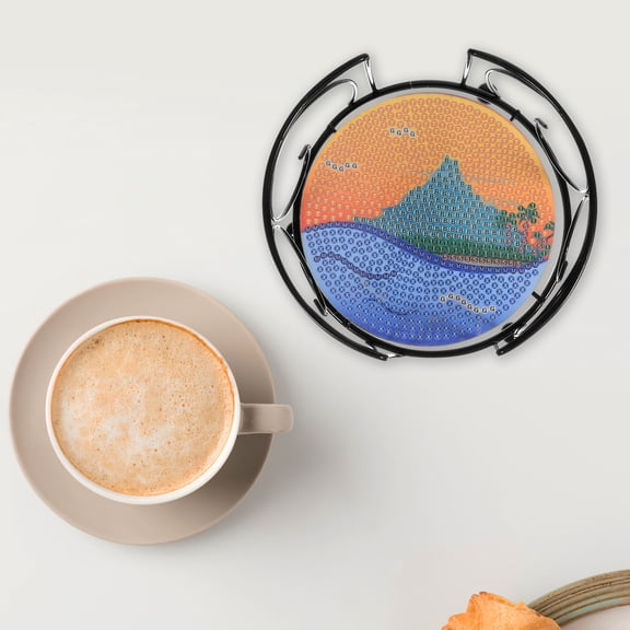 LOLIPPYY G Shaped Iron Coaster Holder with Sturdy Antiscratch Frame for Table Storage and Display