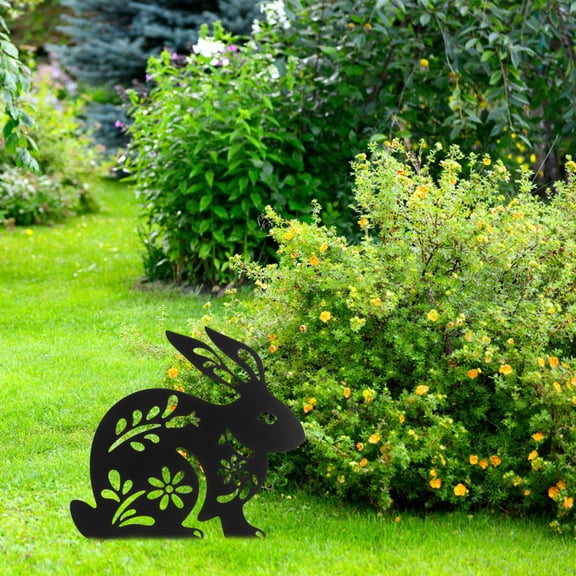 LOLIPPYY Garden Animals Stakes Black Rabbit Shape Outdoor Decor 1Pack
