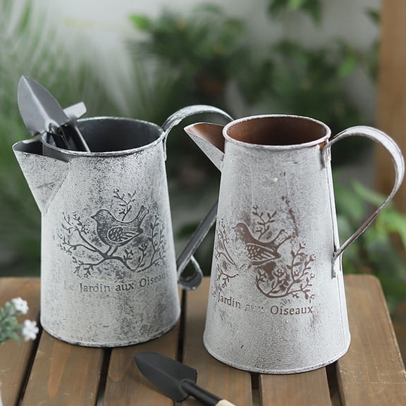 LOLIPPYY Garden Tin Bucket White Iron Anti Rust Flower Arrangement Bucket for Home Decor