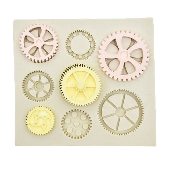 LOLIPPYY Gear Clock Cake Mold Silicone Light Grey Non Stick for Fondant Chocolate and Candy Baking