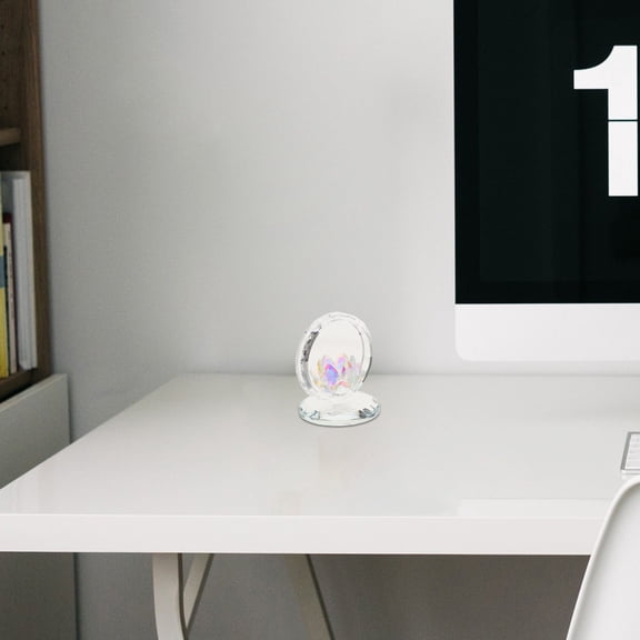 LOLIPPYY Glass Lotus Flower Figurine with Crystal Clarity and Stable Base Decorative Feng Shui Collectible