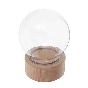 LOLIPPYY Glass Snow Globe Display Dome with Wood Base and Builtin Music Box for Holiday Decor