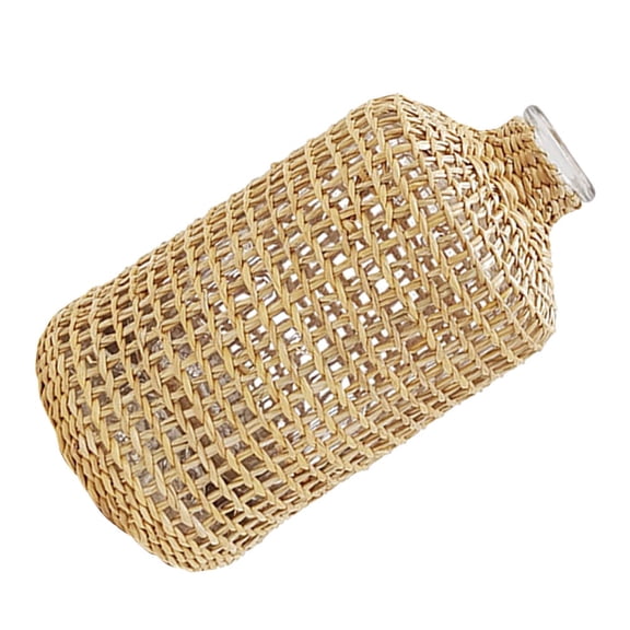 LOLIPPYY Glass Vase Woven Vase Light Brown Rustic Table Centerpiece 1Pcs