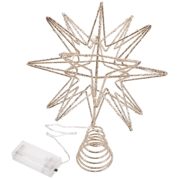 LOLIPPYY Glitter Snowflake Tree Topper with Lights Multi Metal Holiday Decoration for Hosts Winter Holidays 1Set