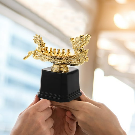 LOLIPPYY Gold Trophy Plastic Cup Award for Winners in Sports Tournament Dragon Boat Shape 1Pack