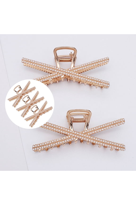 Golden Alloy Hair Claws with Strong Grip for Secure Styling and Decoration 3pcs Set
