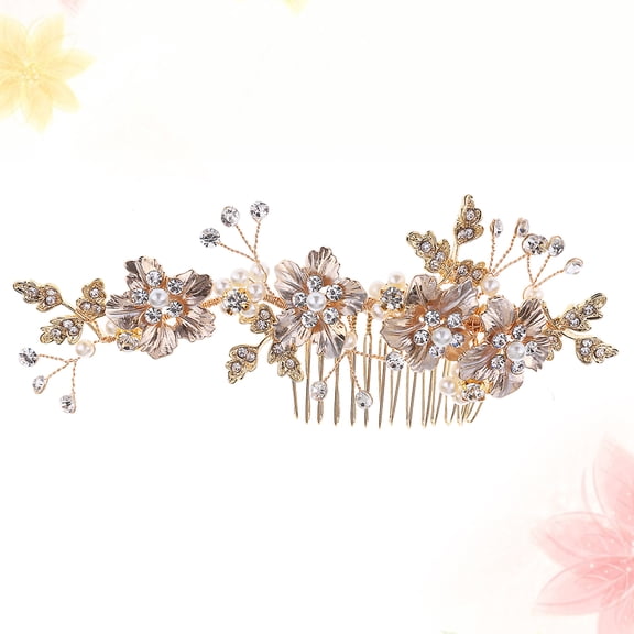 LOLIPPYY Golden Alloy Hair Comb for Bridal Decor Perfect for Weddings and Special Occasions