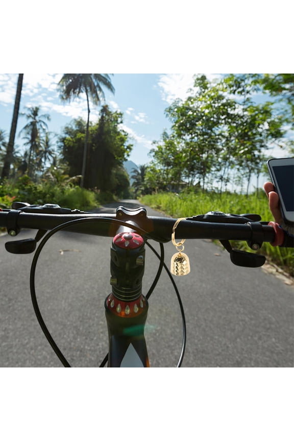 Golden Brass Bell Keychain Portable Metal Pendant for Hiking Camping and Door Decoration