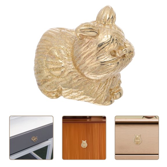 LOLIPPYY Golden Brass Cat Shaped Pulls Vintage Furniture Knobs for Home