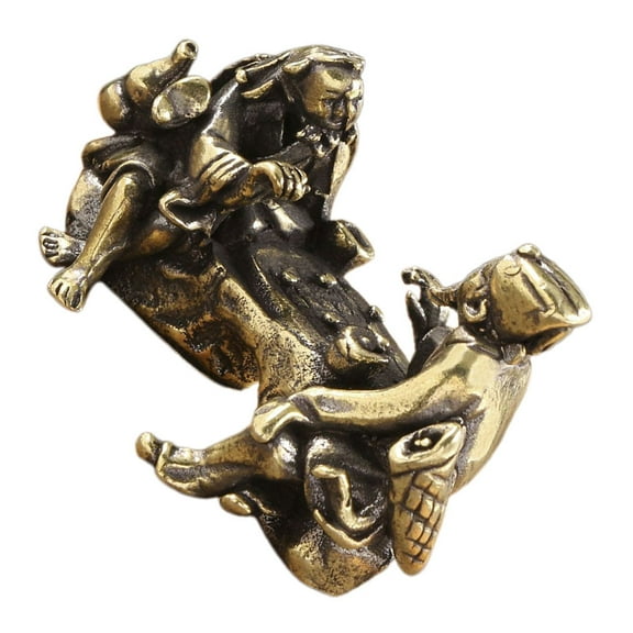 LOLIPPYY Golden Brass Chess Scene Figurine Old Man Ornament for Office Home Landscape Decor