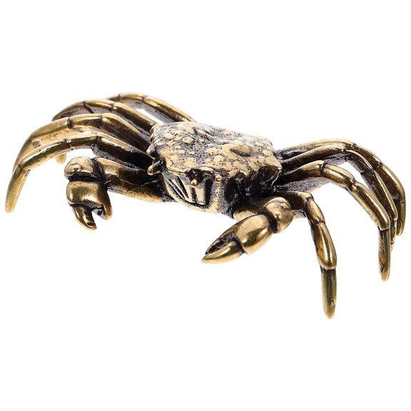 LOLIPPYY Golden Brass Crab Ornament Vintage Desktop Decor Perfect for Table Bookshelf Display