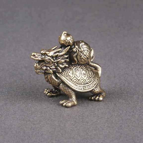 LOLIPPYY Golden Brass Dragon Turtle Figurine Sturdy Craft Decor for Home and Office