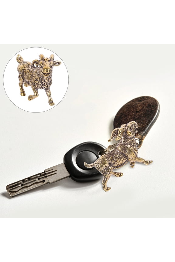 Golden Brass Goat Keychain Charm for Decor Creative Art Craft with Fashionable Retro Design