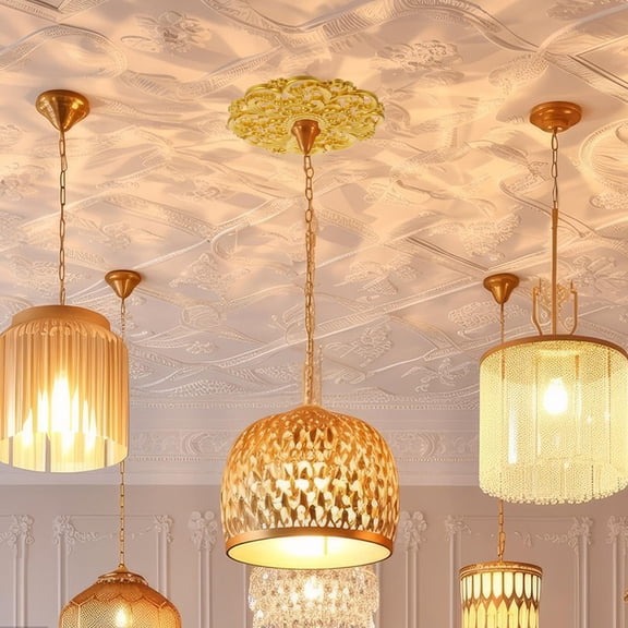 LOLIPPYY Golden Ceiling Medallion for Light Fixtures Material Easy to Clean for Decor 12.5 in