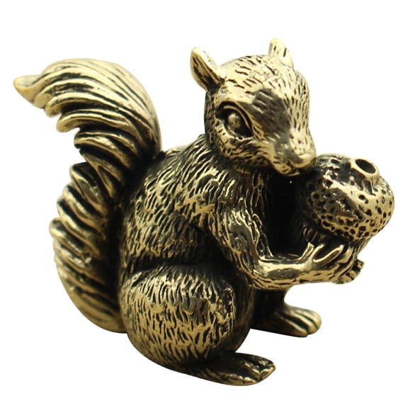 LOLIPPYY Golden Copper Squirrel Figurine Retro Desktop Decoration for Shelf and Mantel Display