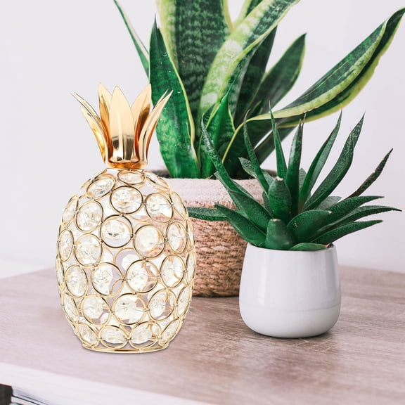 LOLIPPYY Golden Crystal Pineapple Ornament Decorative Statue for Home Office Desktop Centerpiece