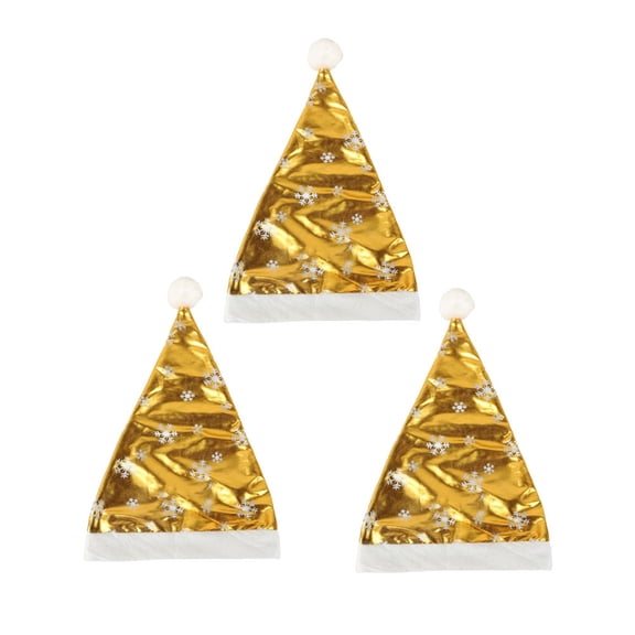 LOLIPPYY Golden Glitter Santa Hat for Adults with Snowflake Pattern Perfect for Christmas Parties One Size Fits Most