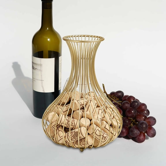 LOLIPPYY Modern Hollow Wine Cork Holder Basket, Decorative Cork Collector, Wine Accessory for Bar Counter, Kitchen Table Decor