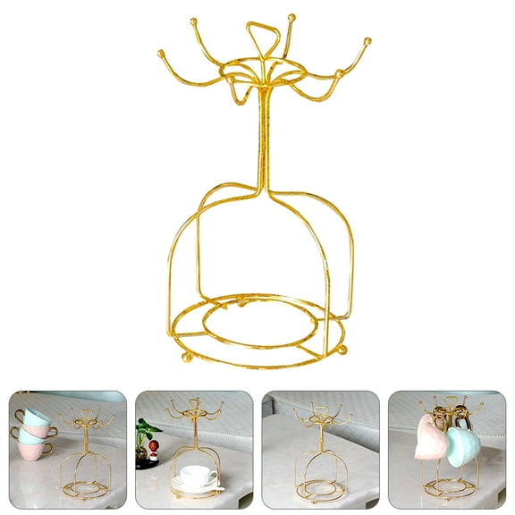 LOLIPPYY Golden Iron Mug Rack for Kitchen Storage and Display, Elegant Design with Space-Saving Size
