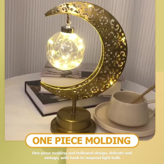 LOLIPPYY Golden LED Moon Lamp Table Lamp Bedroom Light with Warm Atmosphere Glow