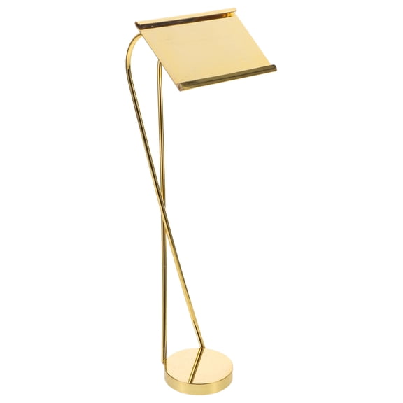 LOLIPPYY Golden Metal Card Holder Stand with Square Stainless Steel Base for Office and Wedding Display