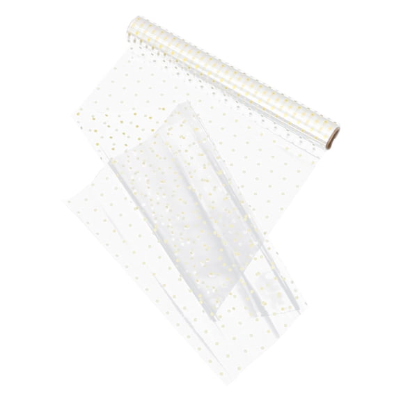 LOLIPPYY Golden OPP Flower Wrap Roll for Packaging and Daily Use Perfect for Bouquets and 28cm x 100m