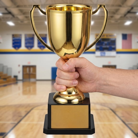 LOLIPPYY Golden Plastic Trophy for Sports Games with Base Lightweight and Portable