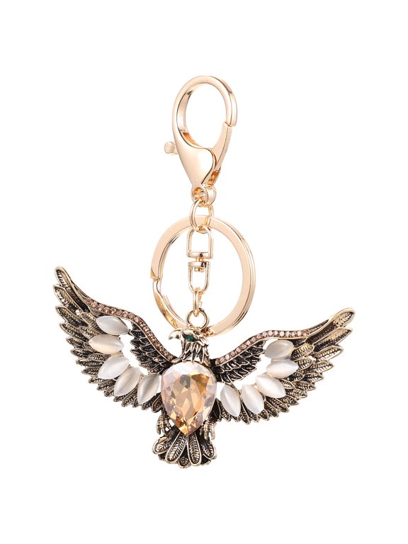 Keychain Pendant with Polished Rhinestone , Alloy Metal Key Accessory