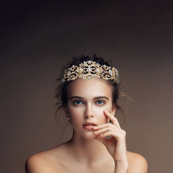 LOLIPPYY Golden Rhinestone Headband for Women's and Girls Fashion Hair Accessory for Parties and Weddings