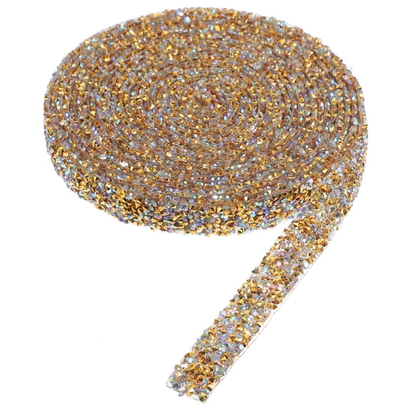LOLIPPYY Golden Self Adhesive Rhinestone Tape for Decorating Clothes Bags Shoes and Crafts