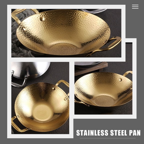 LOLIPPYY Golden Stainless Steel Cooking Pot with Double Handles Nonstick Surface for Outdoor Kitchen Use