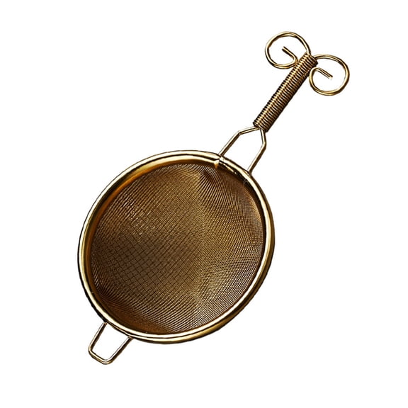 LOLIPPYY Golden Stainless Steel Fine Mesh Loose Tea Infuser with Handle for Hanging on Teapot and Mug