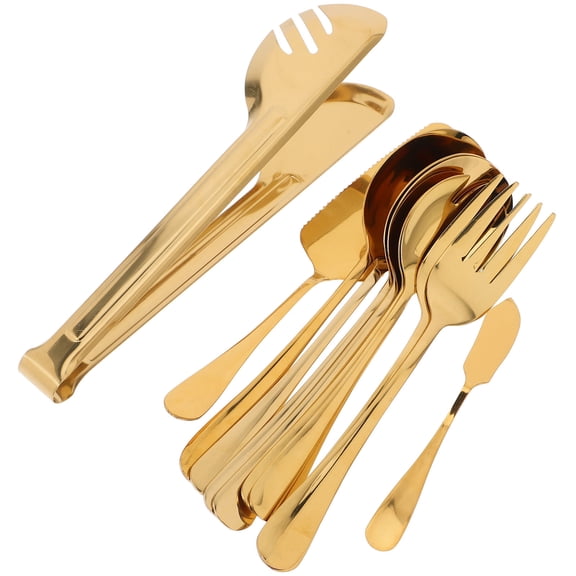 LOLIPPYY Golden Stainless Steel Flatware Kit for Eating Portable Utensils Perfect for Home and Restaurants 5 Piece Set