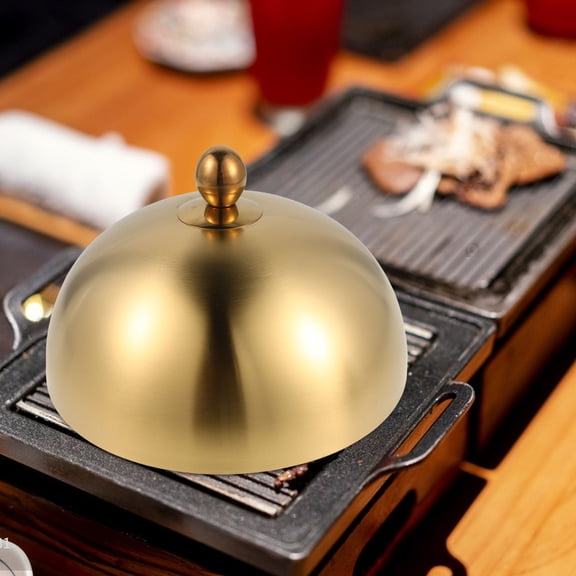 LOLIPPYY Golden Stainless Steel Food Dome Lid for Melting Cheese and Serving Plate Protection