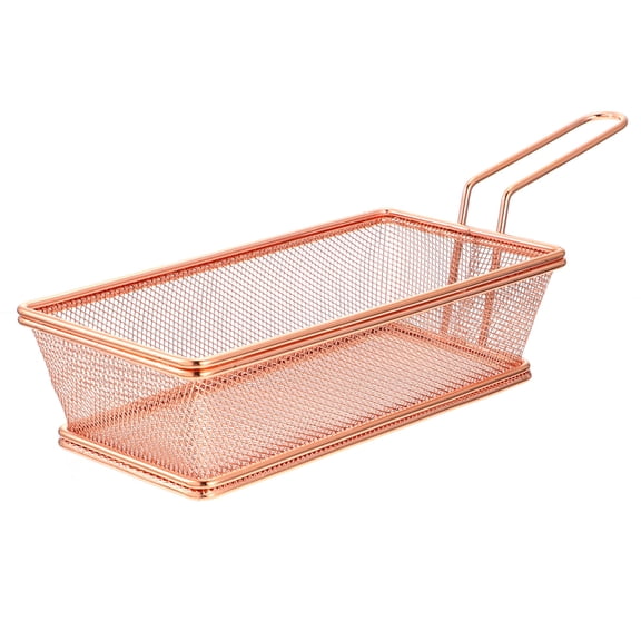 LOLIPPYY Golden Stainless Steel Fry Basket for Filtrating Food Cooking Tool Ideal for Cafe Restaurant Home Use 8.5 x 5.5 x 3.5 inches