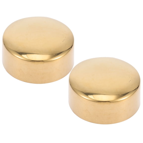 LOLIPPYY Set of 2 Golden Stainless Steel Handrail End Caps, Round Tube Plug Fittings for Home and Stair Railings