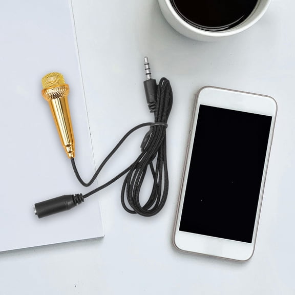 LOLIPPYY Portable Mini Golden Microphone for Phone Recording and Singing, Compatible with Various Apps and Devices