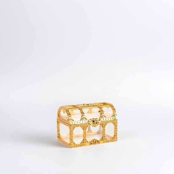 LOLIPPYY Golden Treasure Box with Transparent Design Multifunctional Candy and Keepsake Storage Chest for Parties