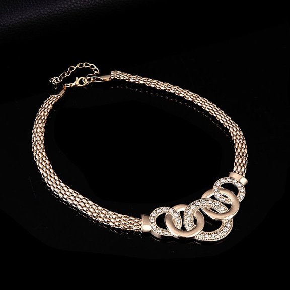 LOLIPPYY Golden Wedding Tiara with Rhinestone Accents Zinc Alloy Bridal Jewelry Set