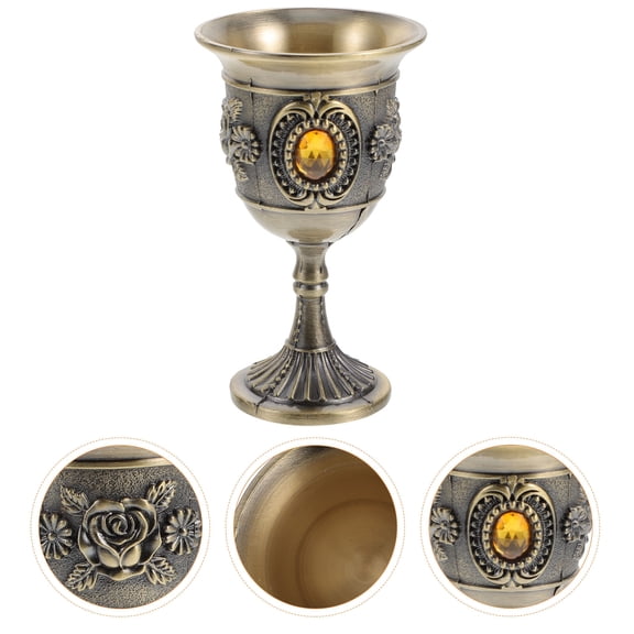 LOLIPPYY Golden Zinc Alloy Retro Goblet for Home Use Design Convenient Size Drinking Cup 3.5 oz