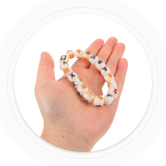 LOLIPPYY Good Luck Mahjong Charm Bracelet with Beaded Bodhi Wristlet, Chinese Style Lucky Jewelry Accessory for Women