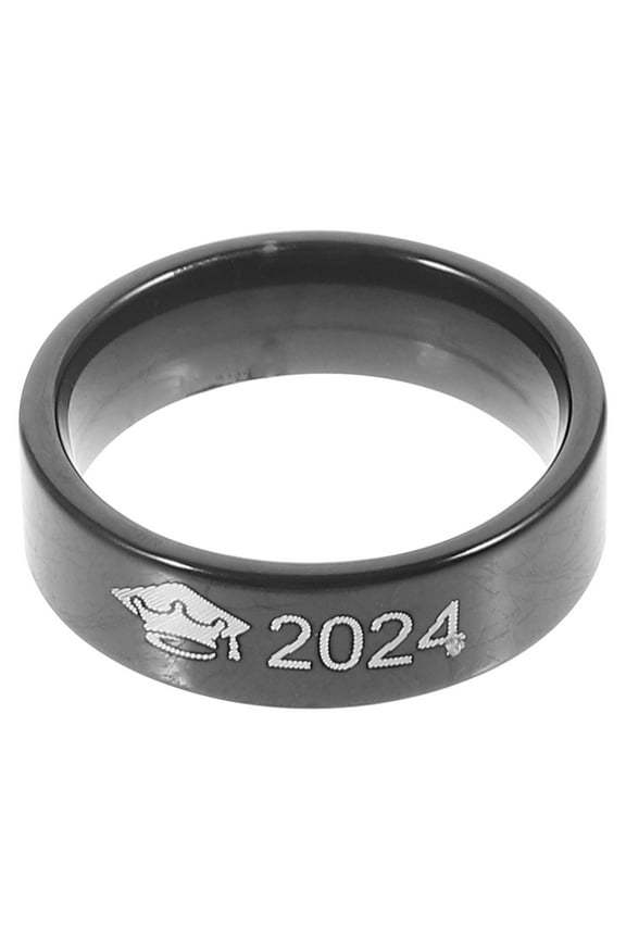 Graduation Themed Ring Doctor Cap Ring Black Stainless Steel 1Pack Accessories for Graduates