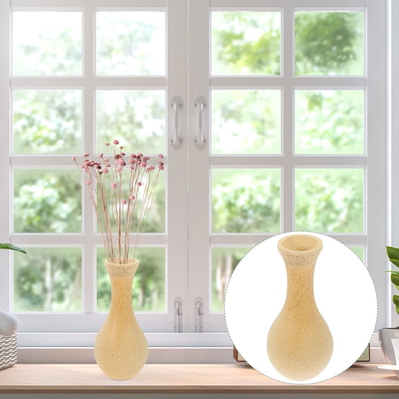 LOLIPPYY Graffiti Wooden Vase Decorative Flower Holder Light Yellow 1Set Rustic Home Decor