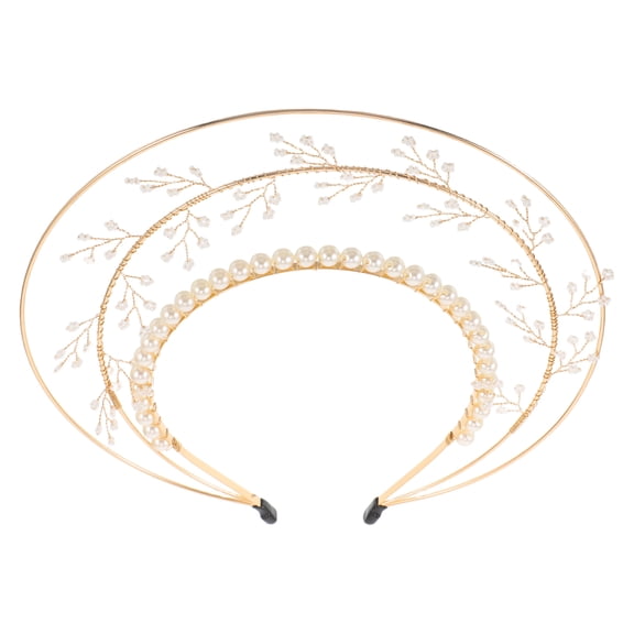 LOLIPPYY Greek Tiara Headband with Plated Metal Leaf and Faux Pearls for Bridal and Festival Wear